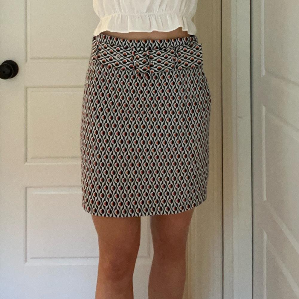 Topshop Blue and Orange Belted Skirt